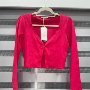 Zara pink ribbed cardigan